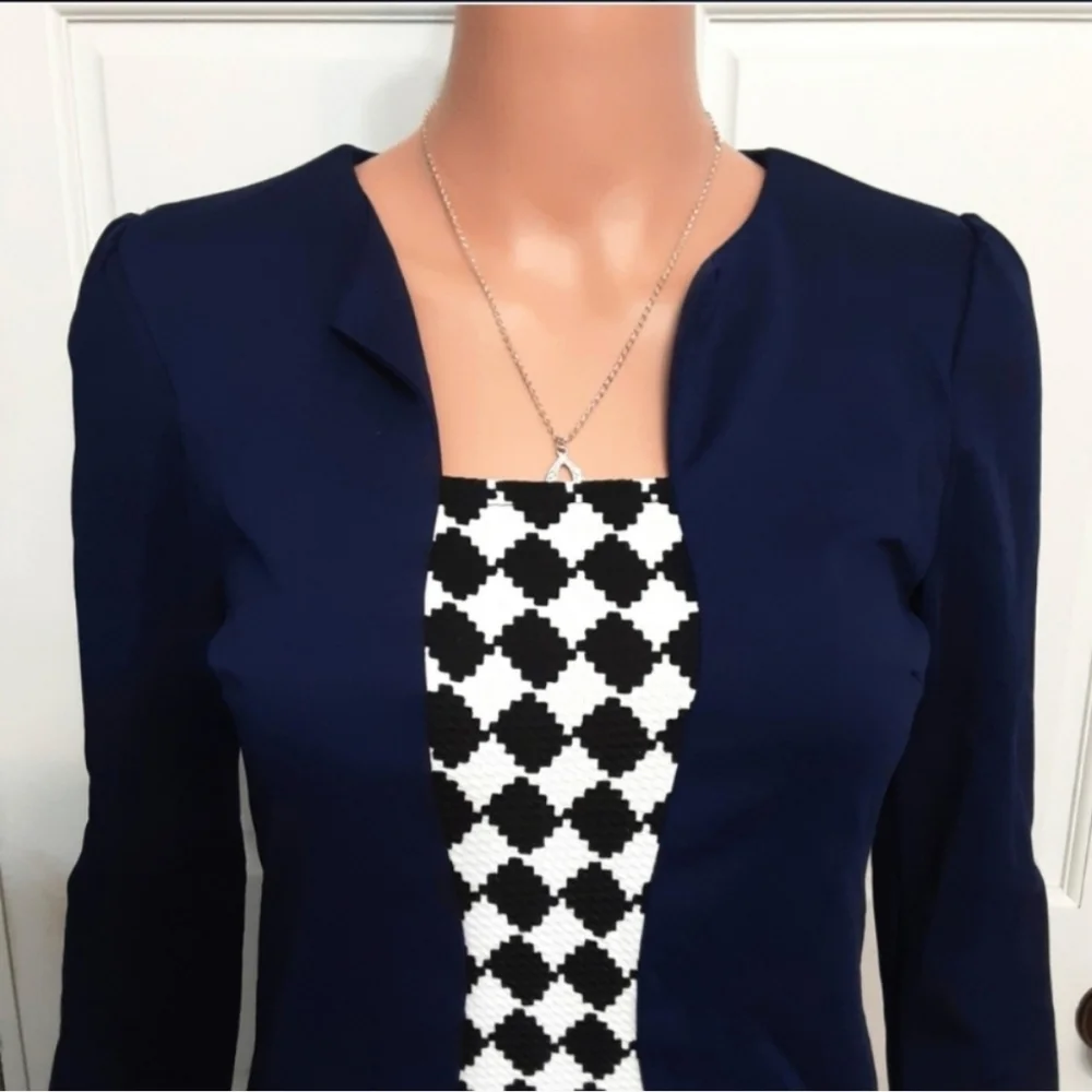 Houndstooth Formal Dress With Jacket - Picture 3 of 15
